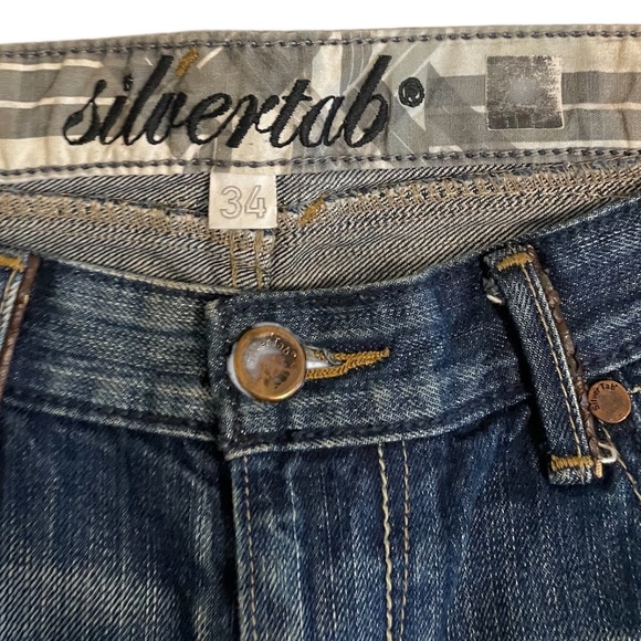 Vintage Levi’s SilverT ab Slim Boot Men's Jeans Blue Leather Trim Studded 34x32 - Picture 5 of 10